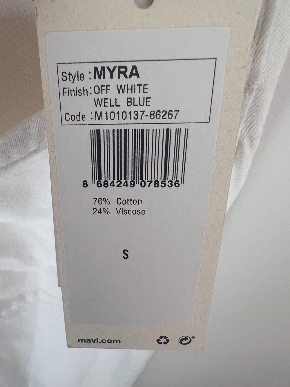 Mavi Off White Myra Cotton-Blend Top - Picture 2 of 3